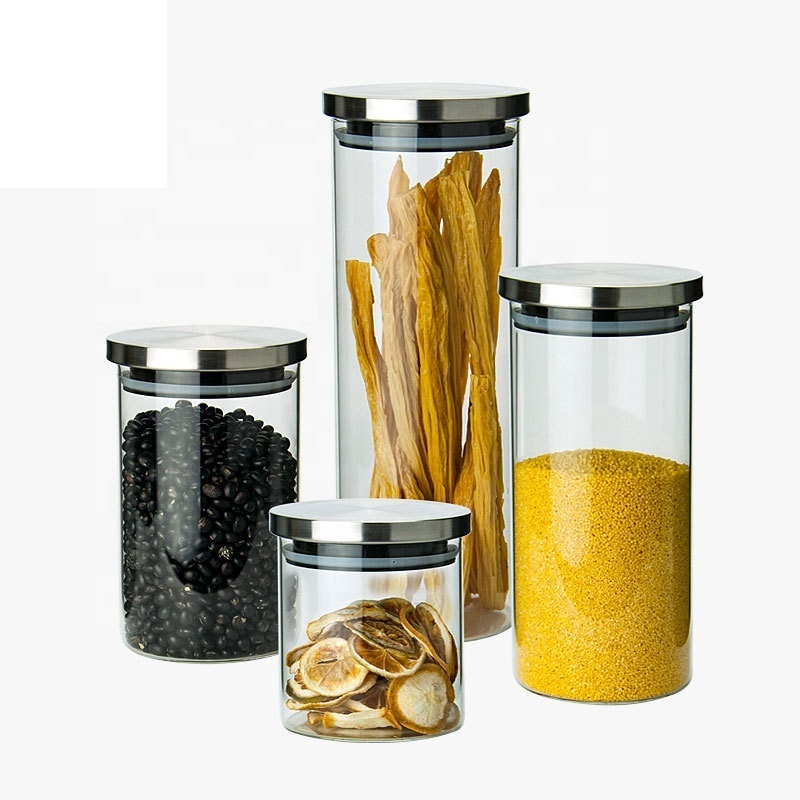 6oz 8oz 12oz 14oz 16oz Heat-resistant Glass Storage Jar with Stainless Steel Lid