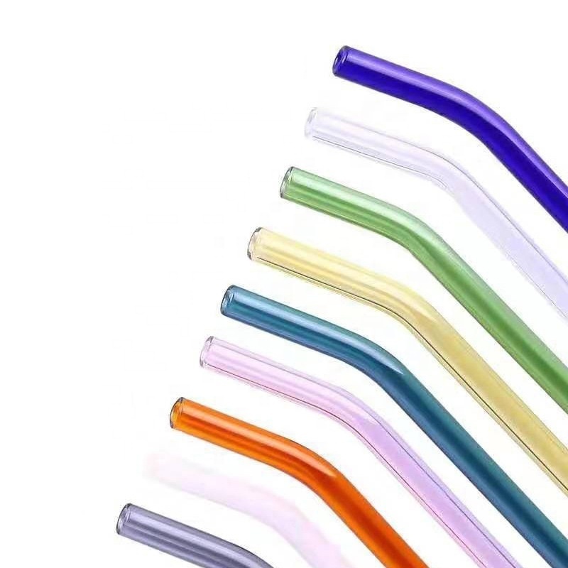 Cheap Bent Glass Straw Color Drinking Glass Straw Customized Glass Straw