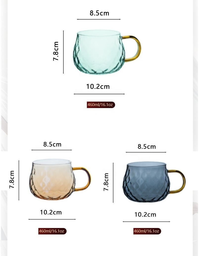 Rhombus With Handle High Borosilicate Glass Water Cup Big Belly Glass Household Explosion Proof Cups Tea Cups