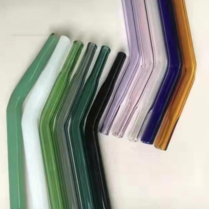 Cheap Bent Glass Straw Color Drinking Glass Straw Customized Glass Straw