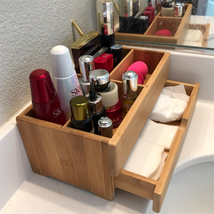 Bamboo makeup hair tools organizer- blow dryer Hot tools & essential oils, coffee station holder countertop wall mount storage