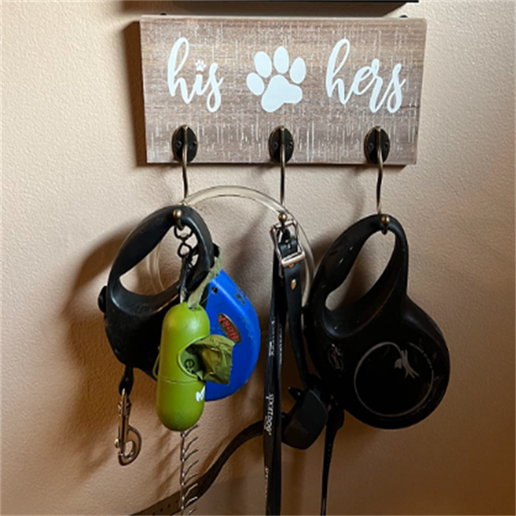 Entryway Rustic Decor Unique Key Holder Custom Wooden Dog Leash Hanger