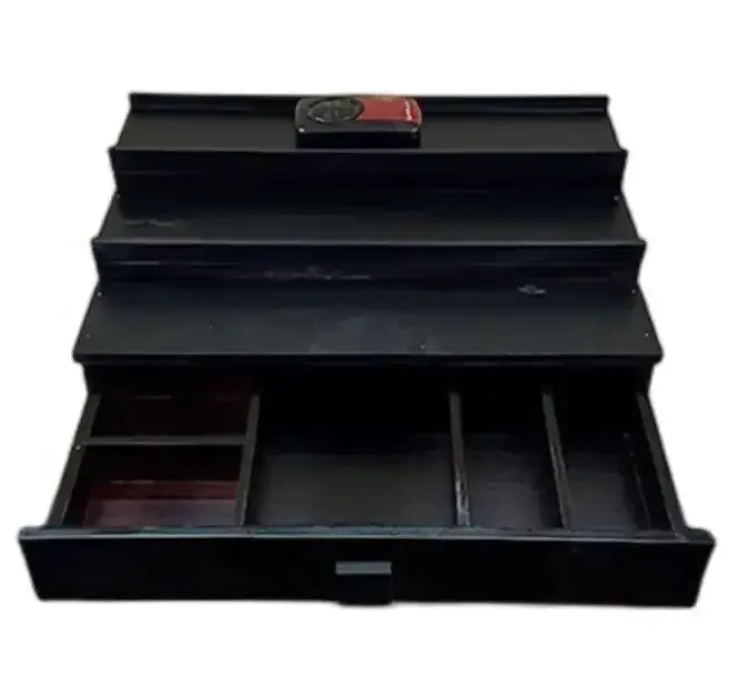 China Factory Supplier  Wooden Cologne Organizer for Men 3 Tier Perfume Organizer with Drawer and Hidden Compartment