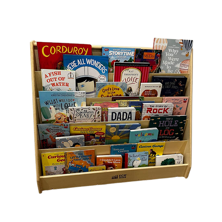 Single Sided Book Display Classroom Bookshelf Natural Wooden Custom Kids Book Shelf