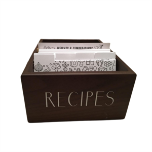 Vintage Style Recipe Holder Card Box Collection Walnut Wooden Recipe Box With Cards And Dividers