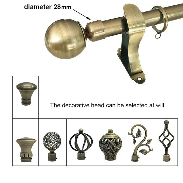 Home Decorative Aluminum Stainless Steel Curtain Rod Design 28mm Curtain Rod Finials