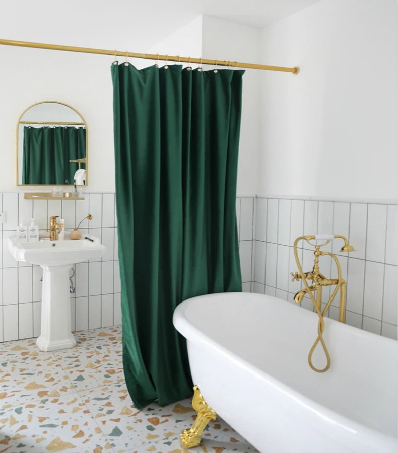 Nordic Velvet Double-layer Waterproof Thickened Shower Curtain Bathroom Bathtub Shower Curtain