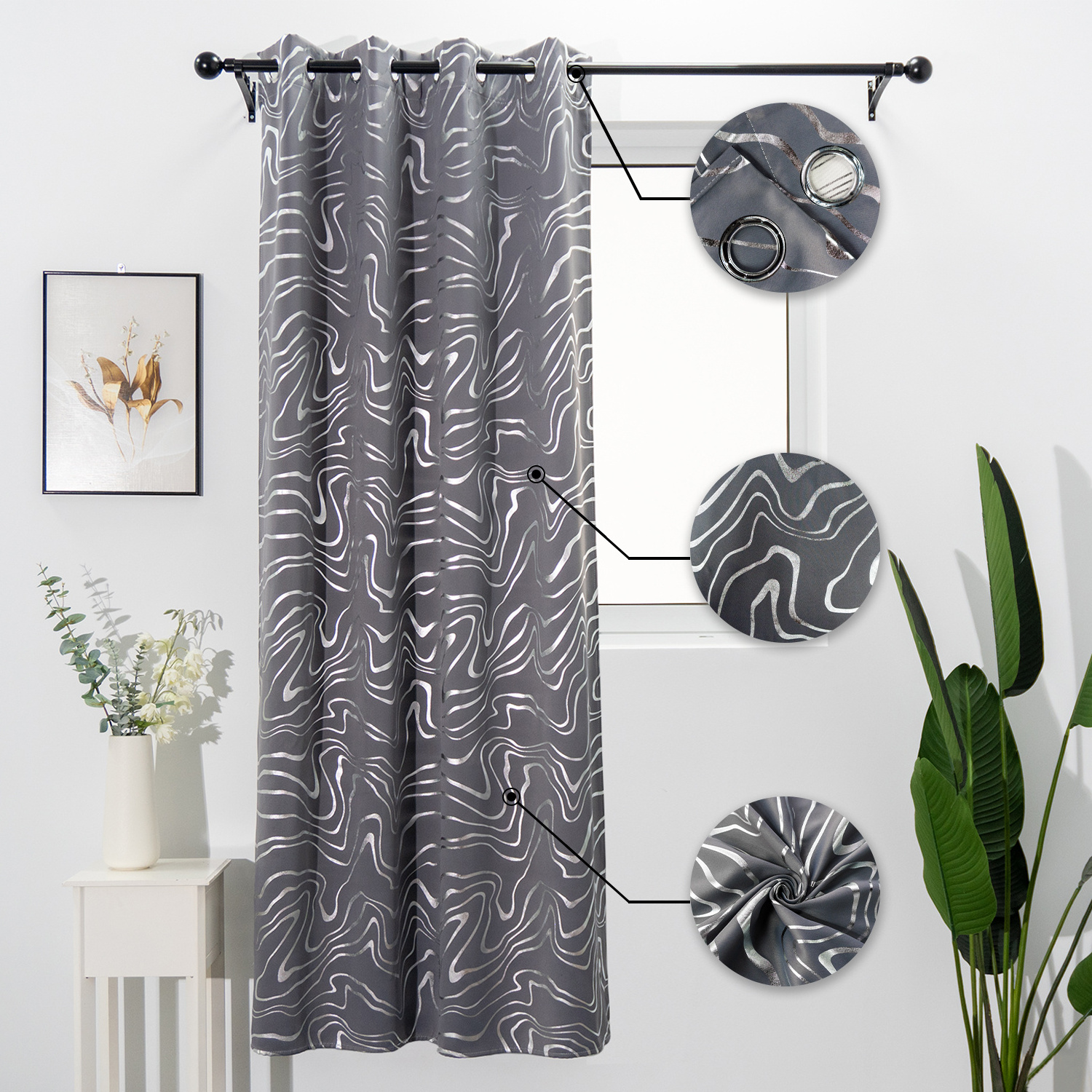 Ready Made UV Resistant Curtain Drapery Thermal Bedroom Blackout Smart Curtain