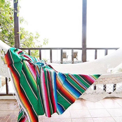 Wholesale Woven Soft Blanket Set Colorful Falsa Serape Mexican Patio Woven Blanket