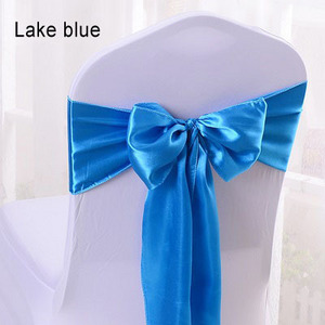 Navy Blue Satin Chair Sashes Satin Bow Tie Ribbon Band Chair Cover Sash Hotel Banquet Wedding Party Decoration Chair Sashes