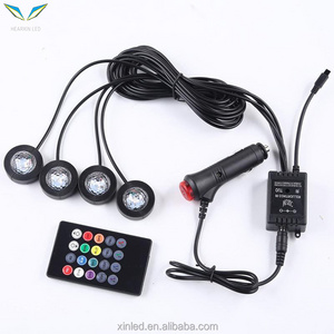 4 PCS LED Car LED Foot Ambient Lights RGB Auto Home Party Atmosphere Decorative Star Bulb Car Interior One with Four Night Lamp