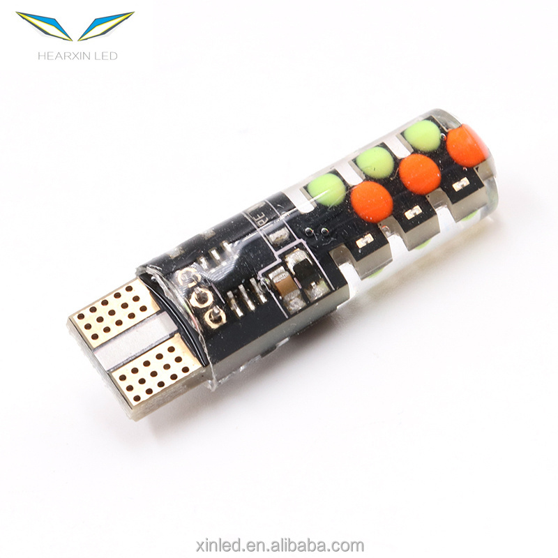 Universal Car RGB 12V T10 LED RGB COB 12SMD Colorful Multi Mode Car Light Bulbs Remote Controller Reading Wedge Light Signa