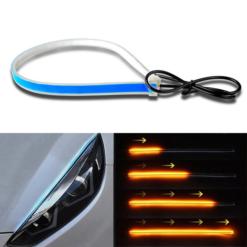 2 pcs  Car led DRL Daytime Running Light Strip Waterproof 30cm 45cm 60cm Flexible Soft Tube Guide Headlight LED Strip Lights