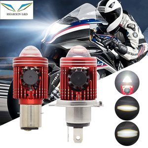 BA20D H4 Super Bright LED Light Bulb Motorcycle Spotlights HD Laser Lens Moto Headlight Bulbs for Tricycle Electric Vehicles