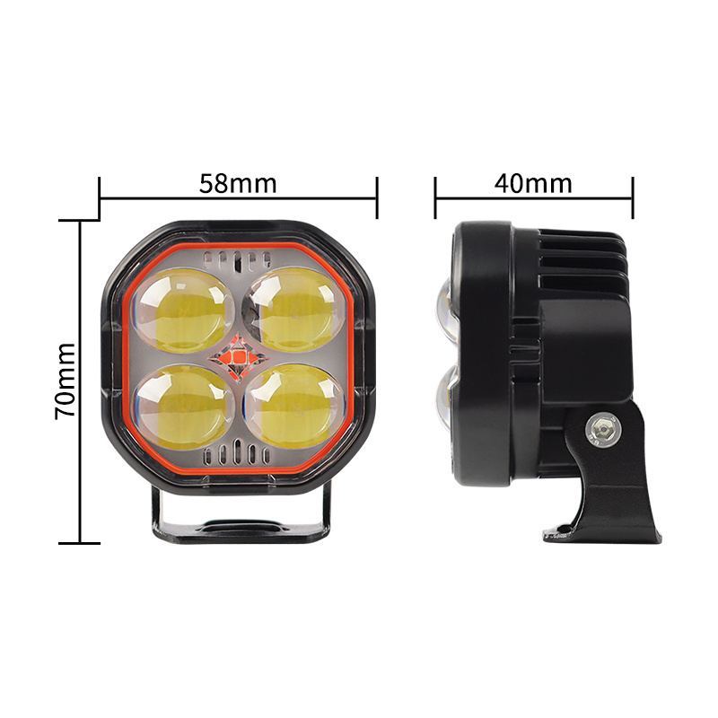 HearxinLED Super Bright Off-Road Car LED Work Light mini 40W Spotlight 5D White Yellow Red Motorcycle Headlight 12~60V