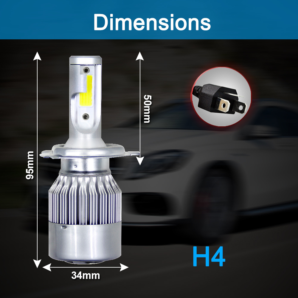 C6 H1 H3 Led Headlight Bulbs H7 Car Lights H4 880 H11 HB3 9005 HB4 9006 H13 6000K 6500K 72W 12V 8000LM Auto Headlamps