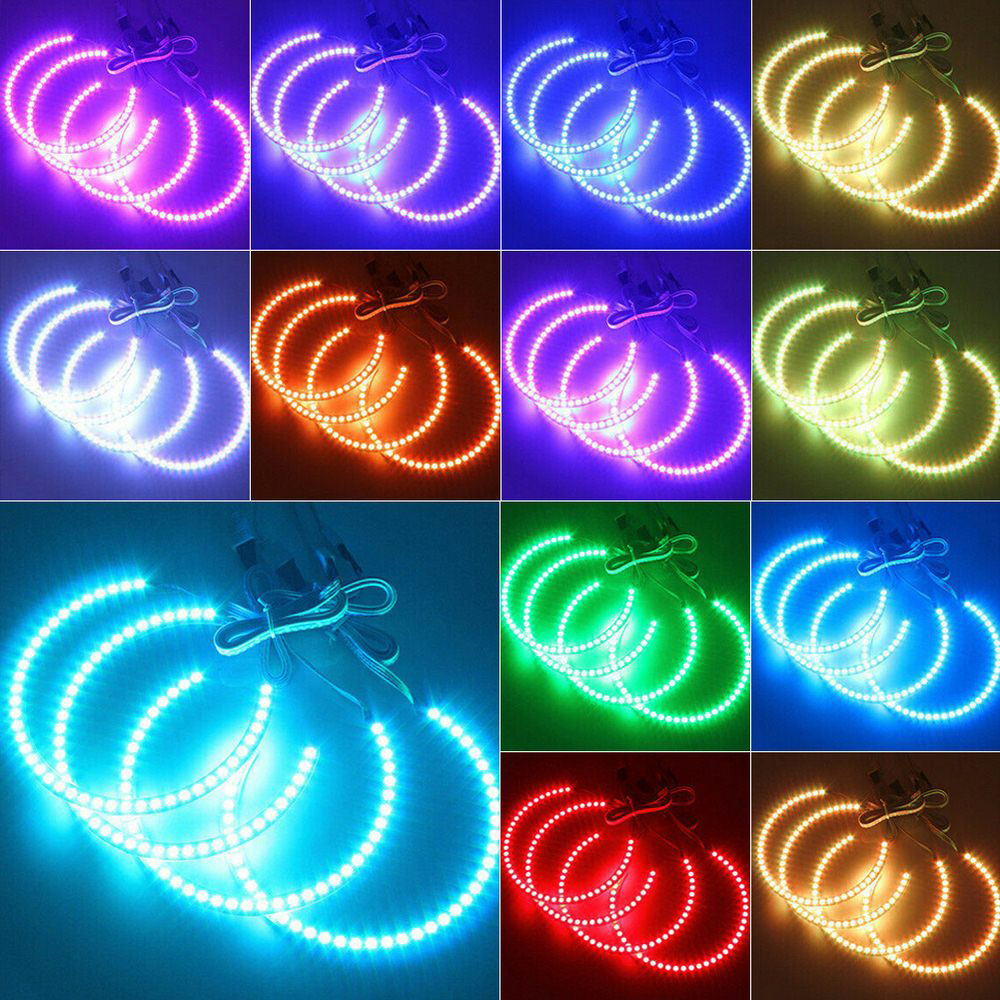 4X 131mm LED RGB Halo Controle Angel Eyes Ring for Car E39 E46 E60 E92 E36 Diy Headlight Night Light Controller Switch