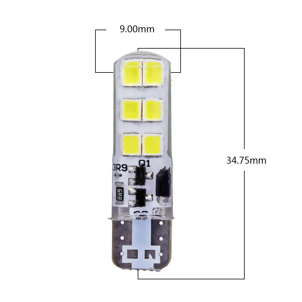 T10 2835 12smd Silicone Gel Drop High Brightness LED License Plate Lamp Width Lights Roof Lamp Door Lamp Car Accessories