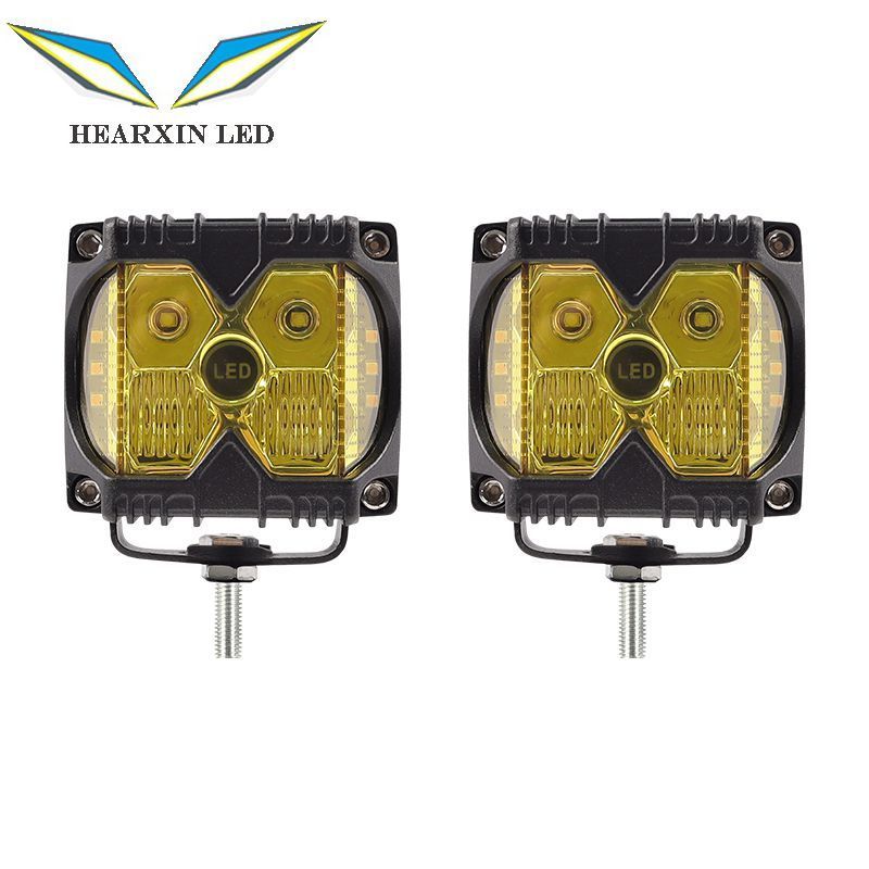 HearxinLED  Yellow 12V 24V   4 Inch 40W Led Work Light Spot 4x4 Led Bar  Waterproof Led lamp  Bar For Off Road Cars