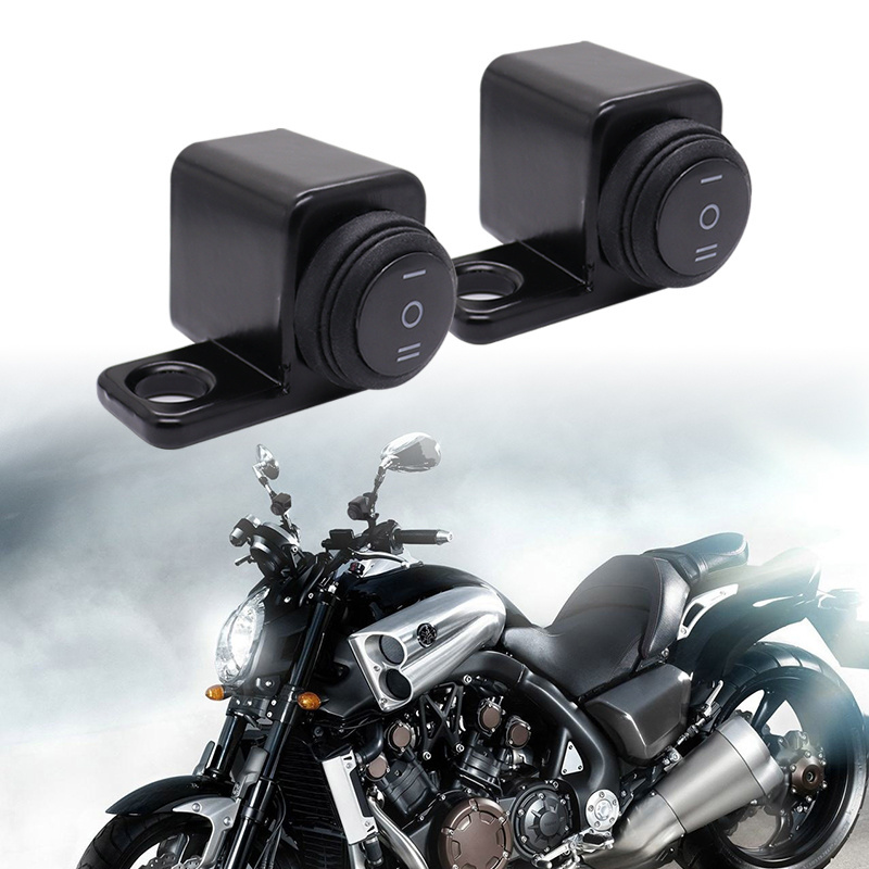 Universal 12V Motorcycle Switch 10mm Mirror Mount Motorcycle Headlight Hazard Brake Fog Lights ON-OFF-ON Switch Button