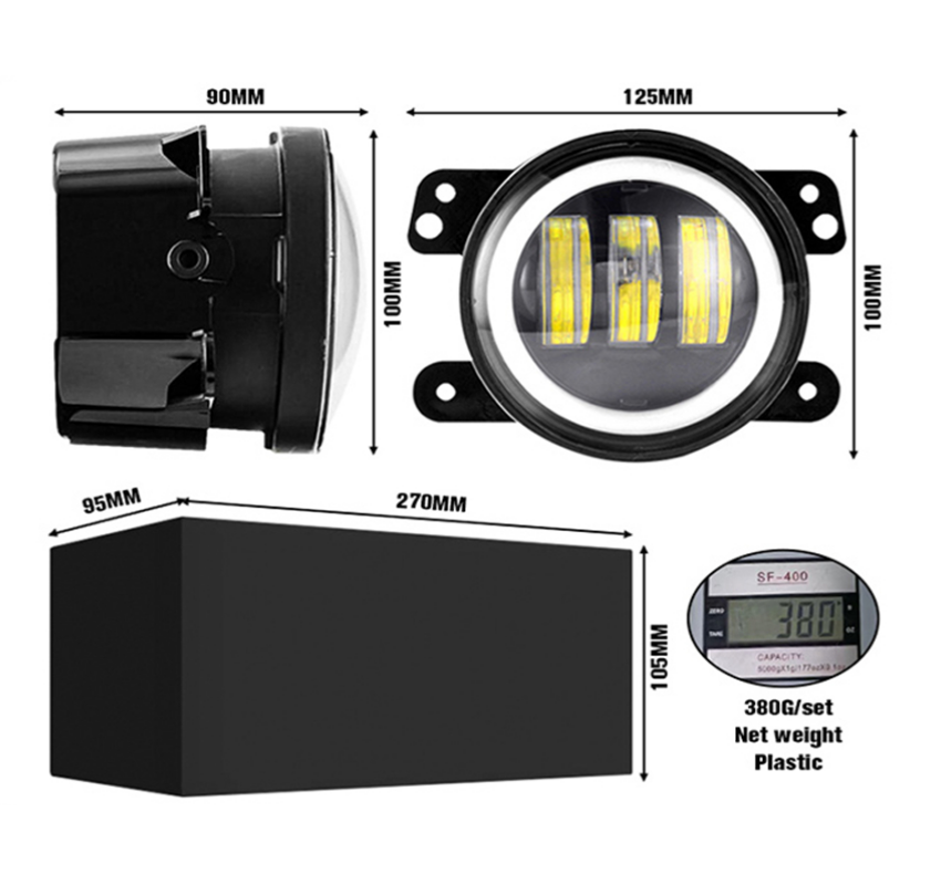 4 Inch LED Fog Lights 30W Yellow White Halo Ring DRL Fog Lamp For Jeep Chevrolet Wrangler JK TJ LJ Dodge Journey