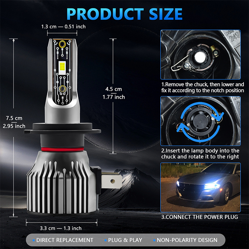 Car Lights h4 headlight bulb LED H7 CSP H11 LED for Car Headlight Bulbs H11  9005 9006 H7 LED Auto Lamp 12V 6000K