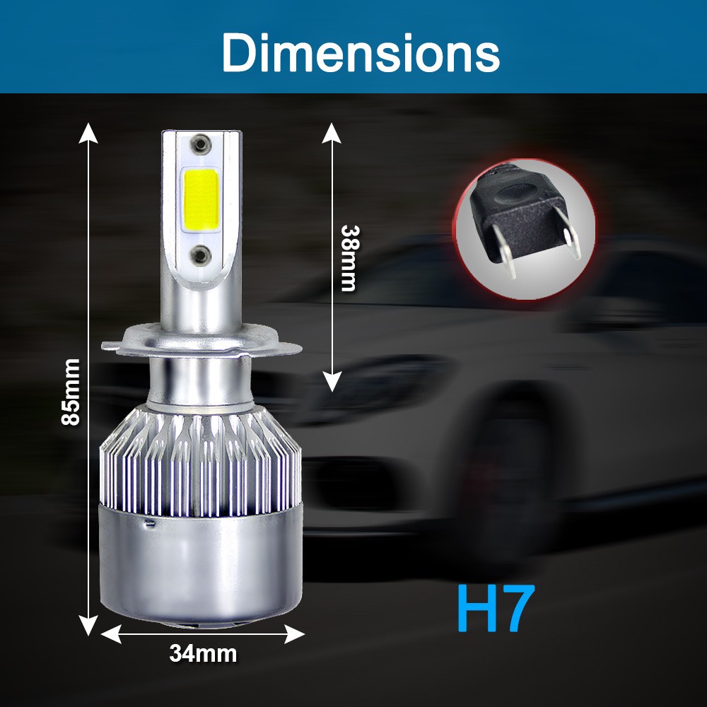 C6 H1 H3 Led Headlight Bulbs H7 Car Lights H4 880 H11 HB3 9005 HB4 9006 H13 6000K 6500K 72W 12V 8000LM Auto Headlamps