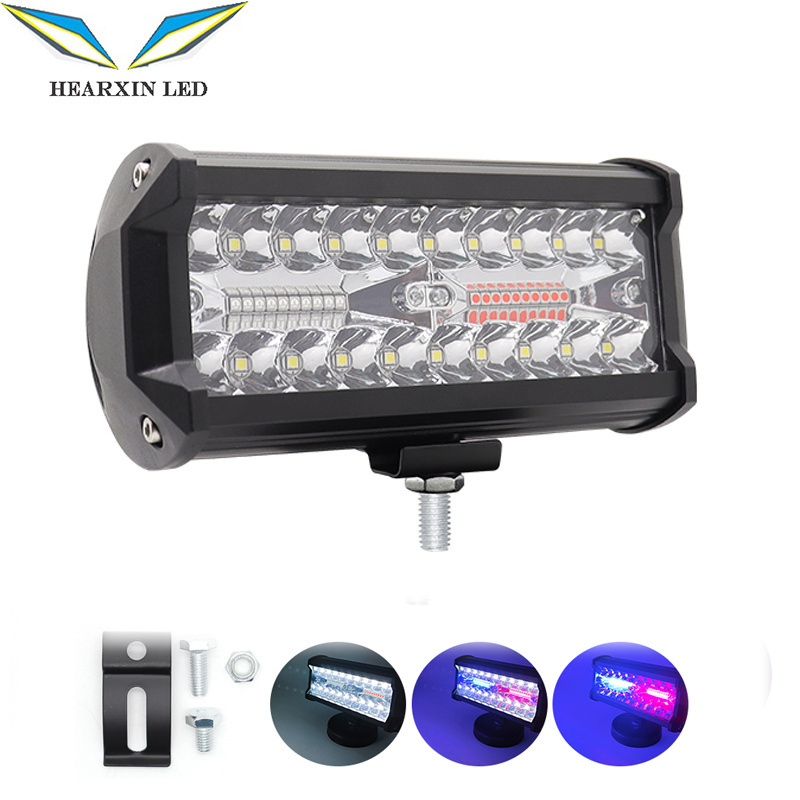 Hearxin 7inch LED Work Light bar 120W Spot Beam Dual Row Ultra Slim barra led 4x4 for Car Tractor Boat Truck SUV ATV 12V 24V