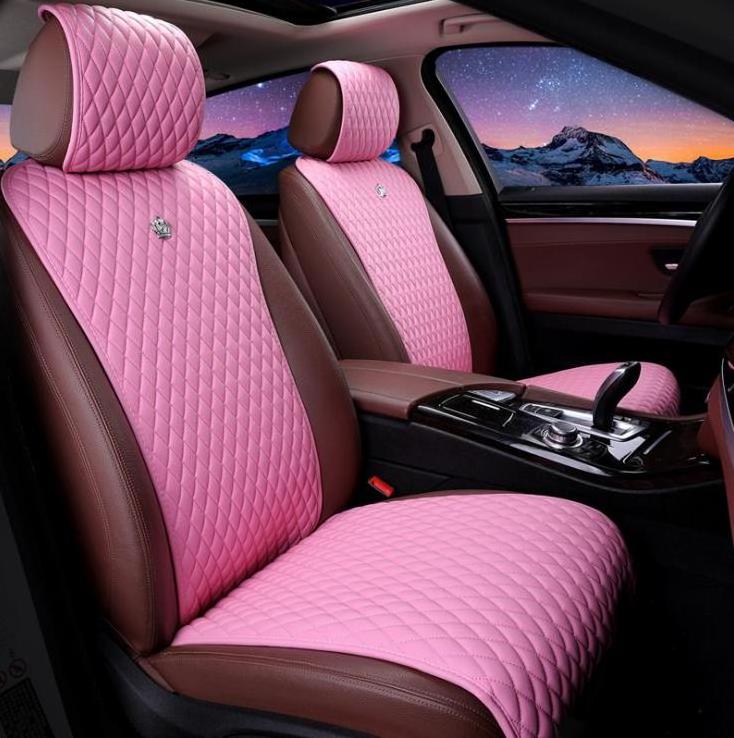 New Fashion Leather Car Seat Cushion Lady Four Seasons Universal Cushion Cover Silicone Anti-slip Free Tied