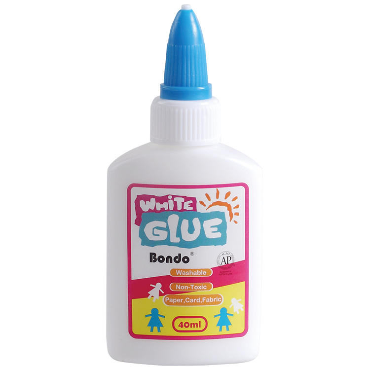 Stationary supplies manufacturer 40ml liquid glue pega blanca escolar washable non-toxic School White Glue for paper card fabric