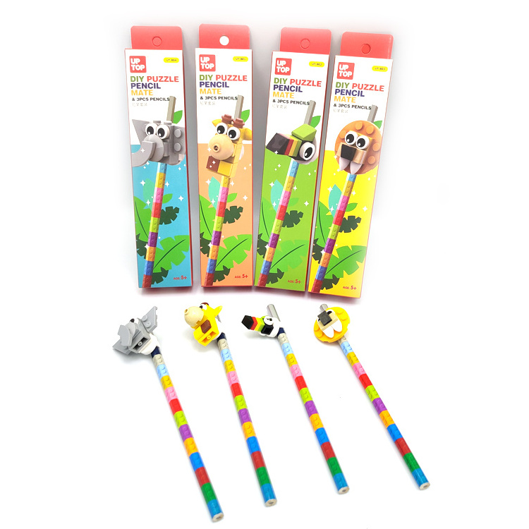 Patent design pencil supplies set wholesale pencil topper clips kawaii animal fancy pencil accessories cute Korean Stationery