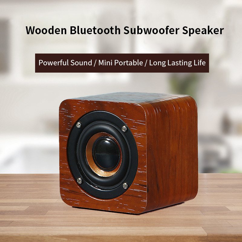 Portable Wooden Bt Outdoor Wireless Subwoofer Bass Blue Tooth Mini  Bluetooth Music Speakers For Smart phone Laptop