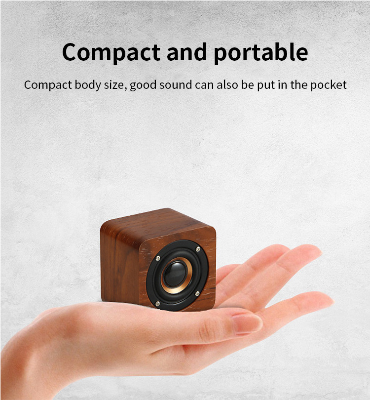 Portable Wooden Bt Outdoor Wireless Subwoofer Bass Blue Tooth Mini  Bluetooth Music Speakers For Smart phone Laptop