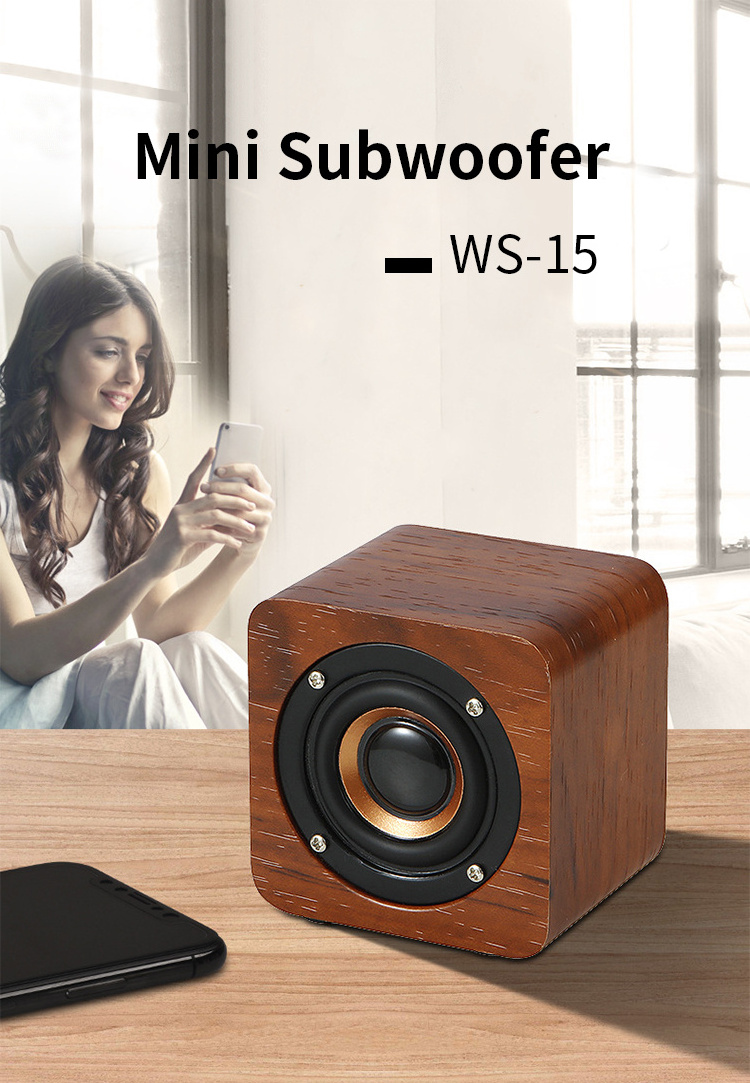 Portable Wooden Bt Outdoor Wireless Subwoofer Bass Blue Tooth Mini  Bluetooth Music Speakers For Smart phone Laptop