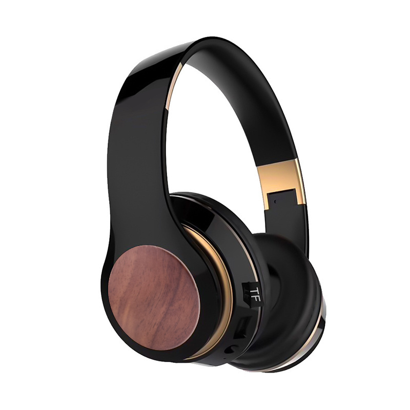 2023 Eco-Friendly Music Logo Stereo Max Super Bass Blue Tooth Head Phones Wireless Sport Wood Bluetooth 5.3 Headphone