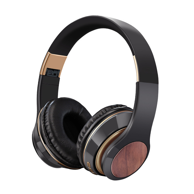 2023 Eco-Friendly Music Logo Stereo Max Super Bass Blue Tooth Head Phones Wireless Sport Wood Bluetooth 5.3 Headphone