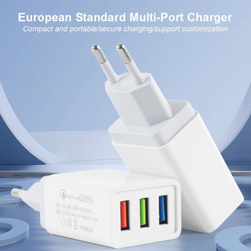 Travel Us Au Eu Uk Plugs Multi Port Head Usb Android Laptop Fast Power Adapter Triple Mobile Cell Phone Head Wall Charger