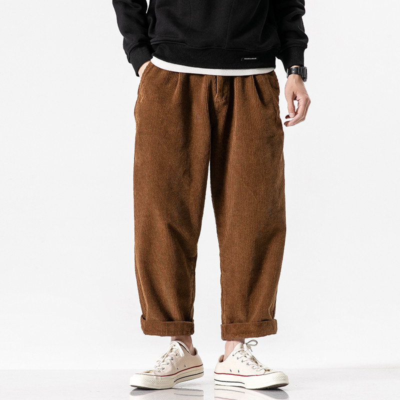 Autumn style men's pants Japanese original retro corduroy loose wear with basic cargo casual pants for men