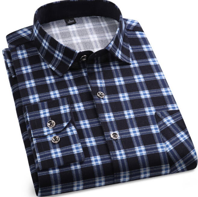 New Fashion Checks Casual Shirt England Style Stand-up Collar Polo Shirts Plaid Long Sleeve Men's Shirts