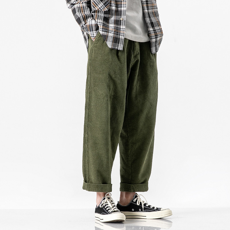 Autumn style men's pants Japanese original retro corduroy loose wear with basic cargo casual pants for men