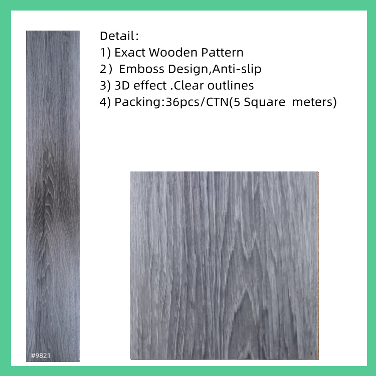 Wood Design Glue Down Commercial 2mm Self Adhesive Vinyl Flooring Tiles Waterproof Peel and stick PVC Plastic flooring