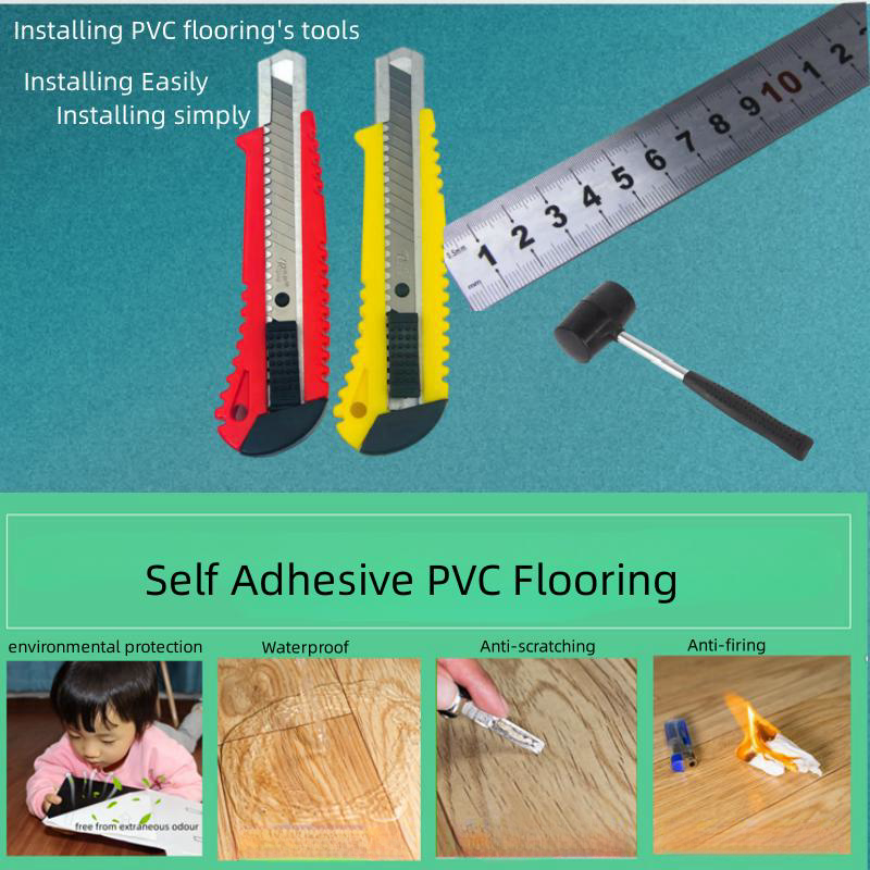 Luxury Waterproof  Vinyl Floor Sticker Dry Back peel and stick PVC LVT Flooring Tiles