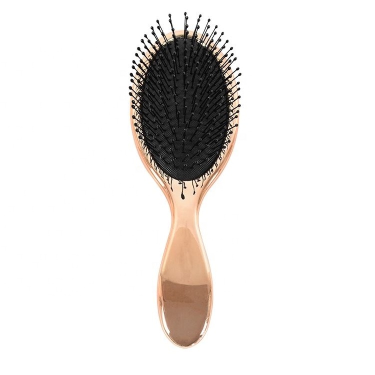 Electroplated Brighter Cover Massage Cushion Detangle Wet Hair Brush Rose Gold Plastic Customized Logo Provide 10-150days Luxury