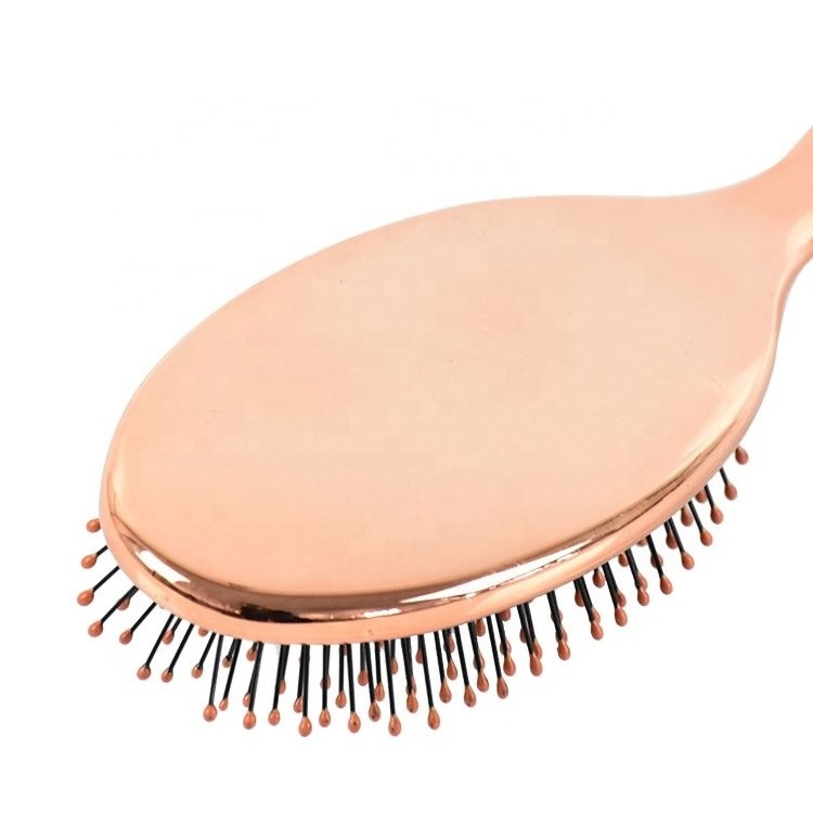 Electroplated Brighter Cover Massage Cushion Detangle Wet Hair Brush Rose Gold Plastic Customized Logo Provide 10-150days Luxury