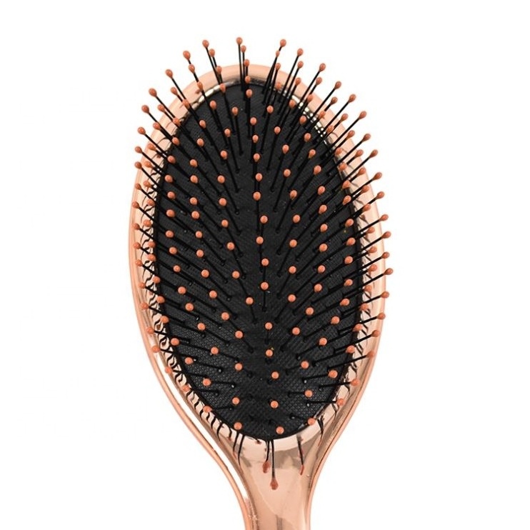 Electroplated Brighter Cover Massage Cushion Detangle Wet Hair Brush Rose Gold Plastic Customized Logo Provide 10-150days Luxury