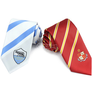 Blue And White Red Gold Stripes Football Tie Cheap Mens Greek Fraternity Club Woven Ties Logo Neckties