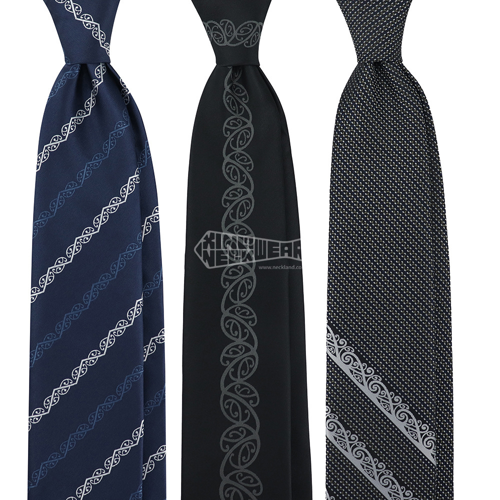 Black Blue Grey Check Tie Custom Polyester Microfiber Handmade Panel Striped Mens Vintage Ties For Suit