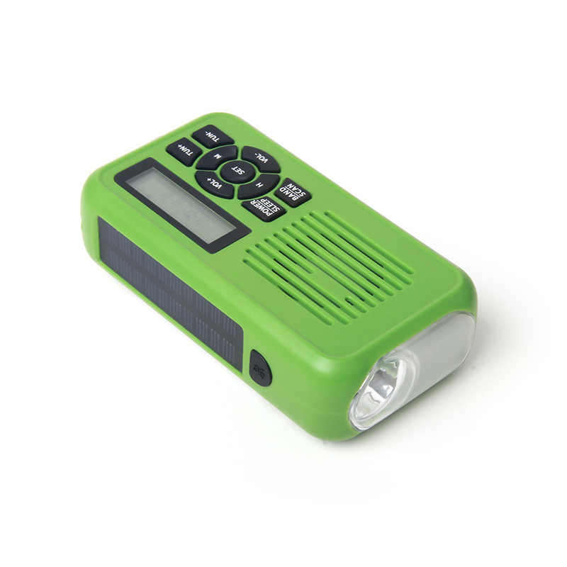 Solar flashlight Radio Rechargeable Solar Panel Hand Crank Portable AM/FM/NOAA Emergency Radio 2000ma Power Bank Phone Charger