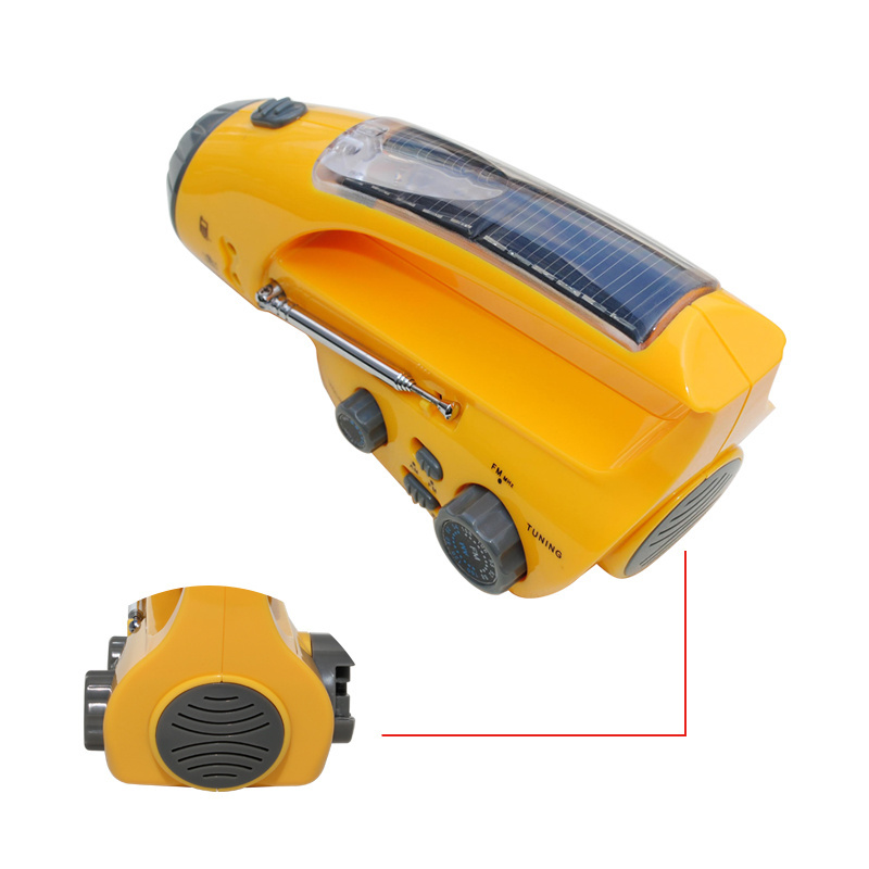 Outdoor Activities dynamo hand crank flashlight radio solar rechargeable emergency light