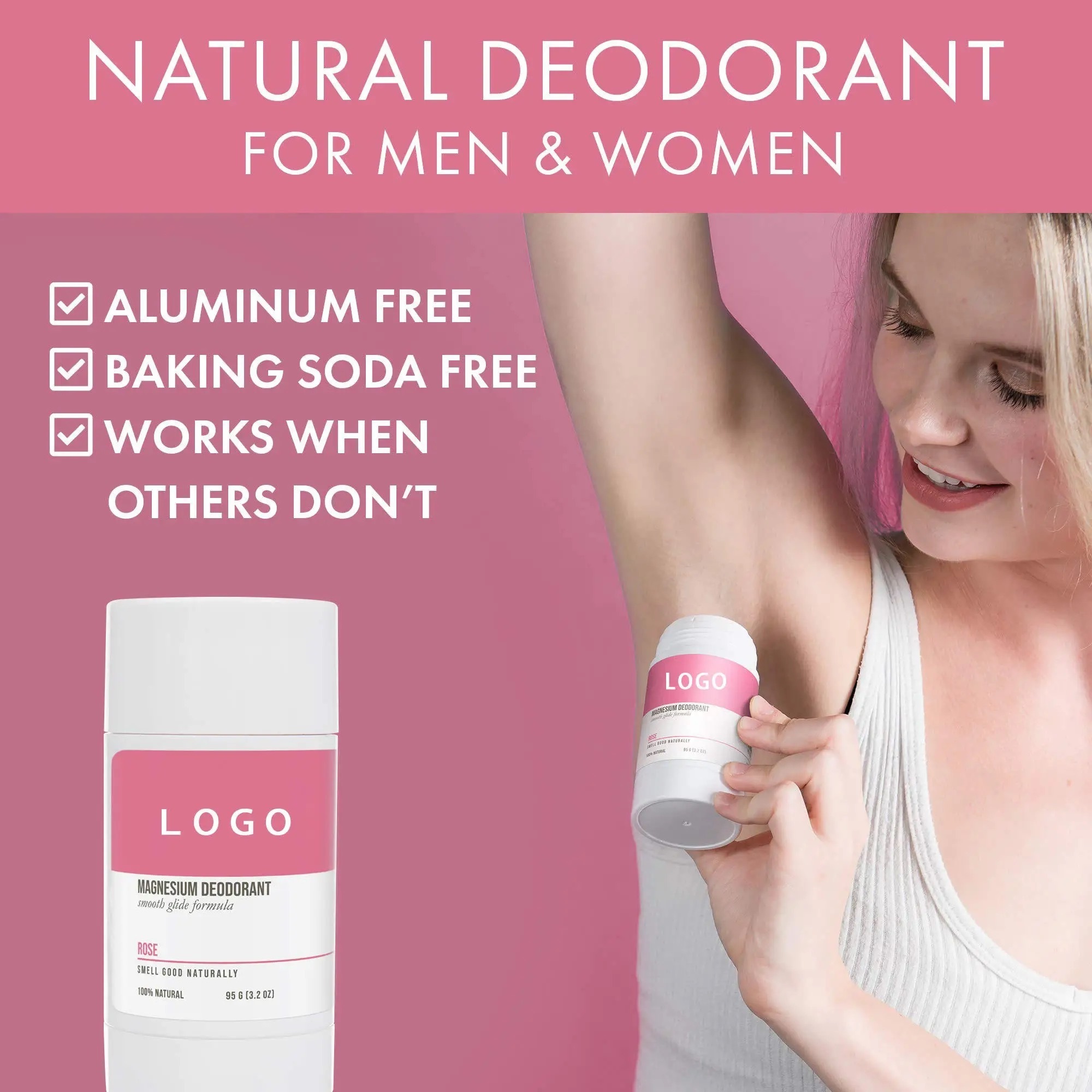 Private Label 100% Natural No Aluminum Antiperspirant Rose Deodorant Lasting Fragrance Underarm Deodorant Stick